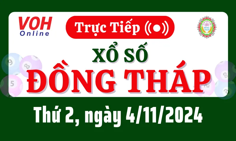 XSDT 4/11 - Kết quả xổ số Đồng Tháp hôm nay thứ 2 ngày 4/11/2024