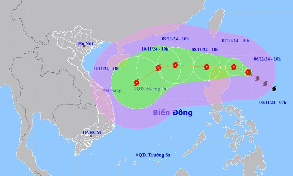 Bão Yinxing mạnh cấp 13 sẽ đi vào biển Đông từ ngày 8/11