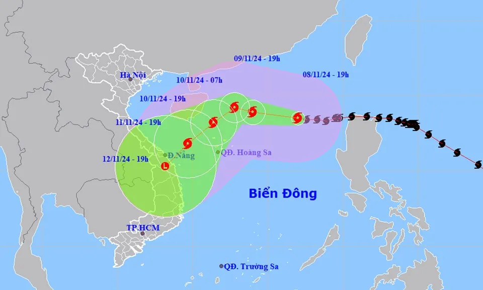 Bão số 7 suy yếu dần, có thể đổ bộ vào miền Trung vào đêm 12/11