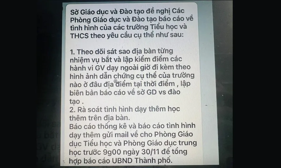 Tin nhắn bắt và kiểm điểm giáo viên dạy thêm là giả mạo