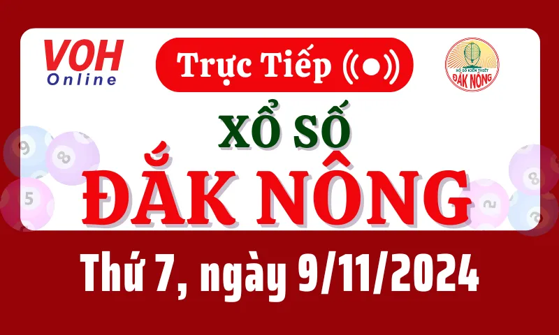 XSDNO 9/11 - Kết quả xổ số Đắk Nông hôm nay thứ 7 ngày 9/11/2024