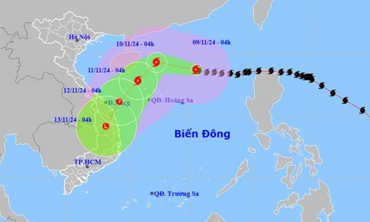 Bão số 7 giật cấp 17 sát vùng biển Hoàng Sa, tiến thẳng miền Trung