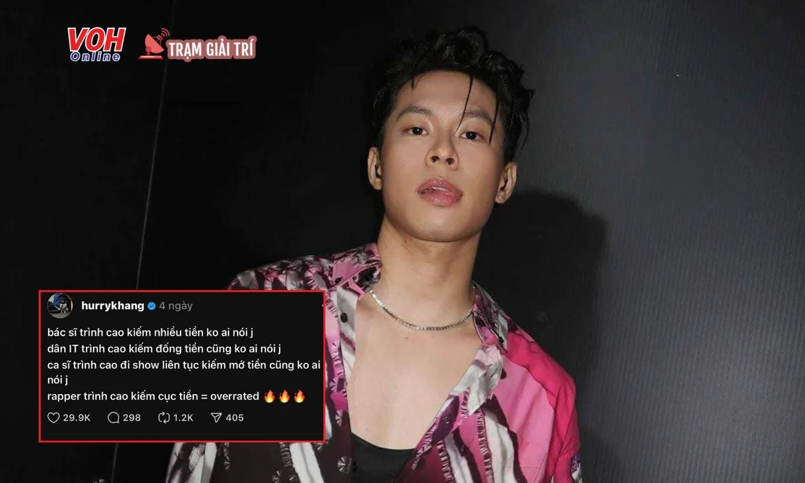 HURRYKNG ẩn bài đăng về HIEUTHUHAI vì bình luận trái chiều