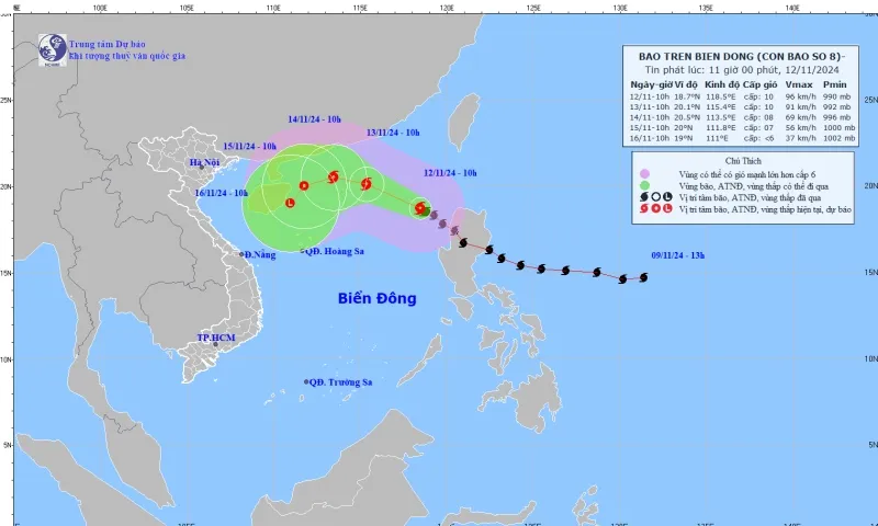 Bão số 8 mạnh lên, tiến sâu vào Biển Đông: Gió giật cấp 12, sóng cao tới 7m