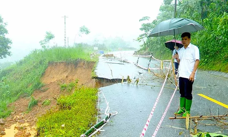 Một điểm sạt lở trên QL279 địa bàn tỉnh Hà Giang