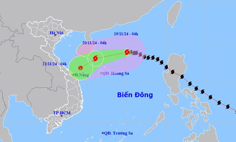 Bão số 9 sắp suy yếu thành áp thấp nhiệt đới trên Biển Đông