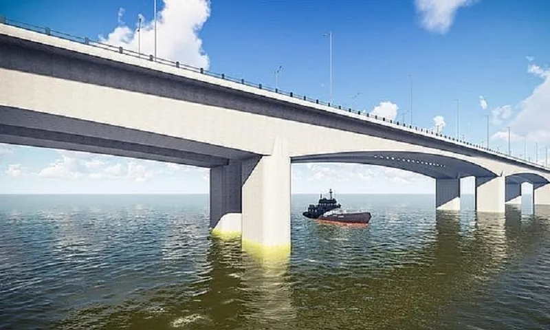 cầu bắc qua sông minh họa