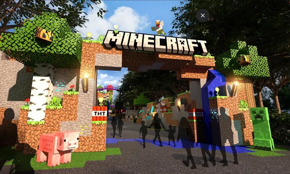 Game Minecraft sẽ xuất hiện trong thế giới thực tại các công viên trò chơi nổi tiếng 