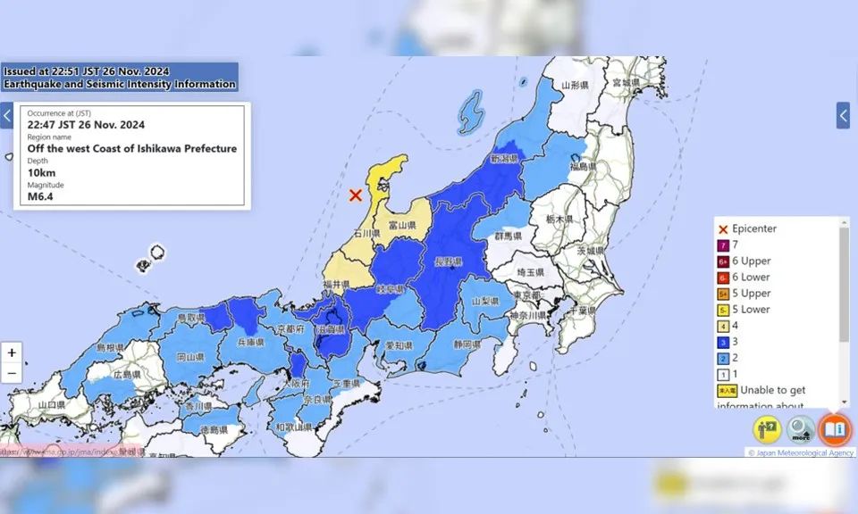 Động đất mạnh 6,6 độ richter tấn công miền trung Nhật Bản