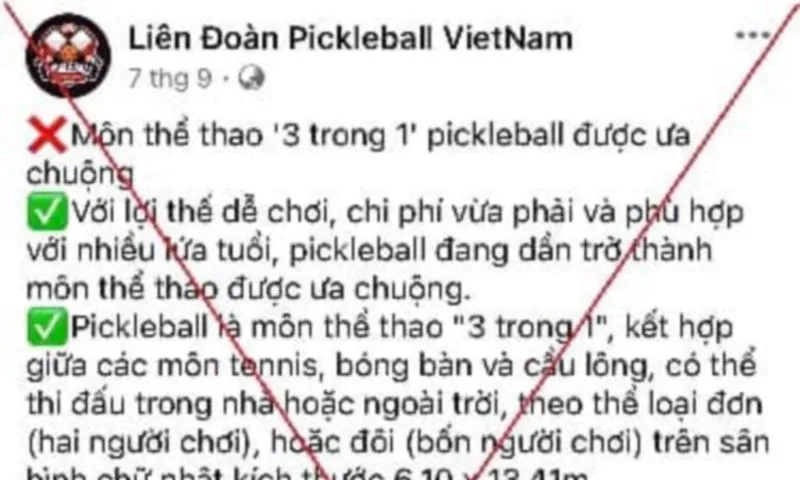 Bộ Công an cảnh báo thủ đoạn lừa đảo Liên đoàn Pickleball Việt Namchiếm đoạt tiền tỉ