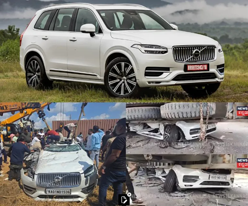 Chiếc XC90 bẹp dúm đến mức chỉ còn nhận diện được nhờ vào một phần đầu xe  Ảnh  Times of India - News18 Kannada.