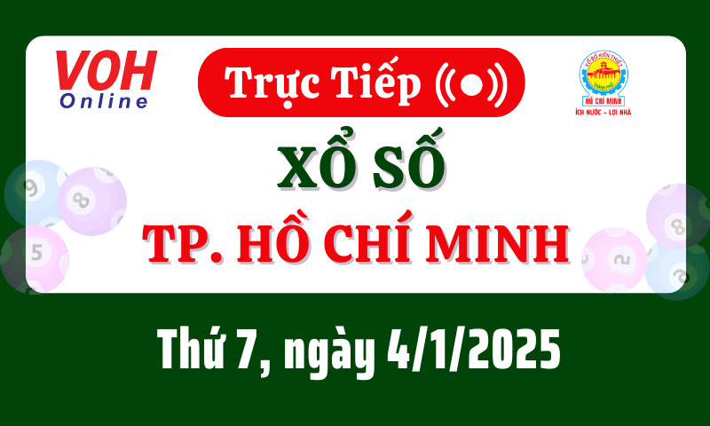 XSHCM 4/1 - Kết quả xổ số TP.HCM hôm nay thứ 7 ngày 4/1/2025