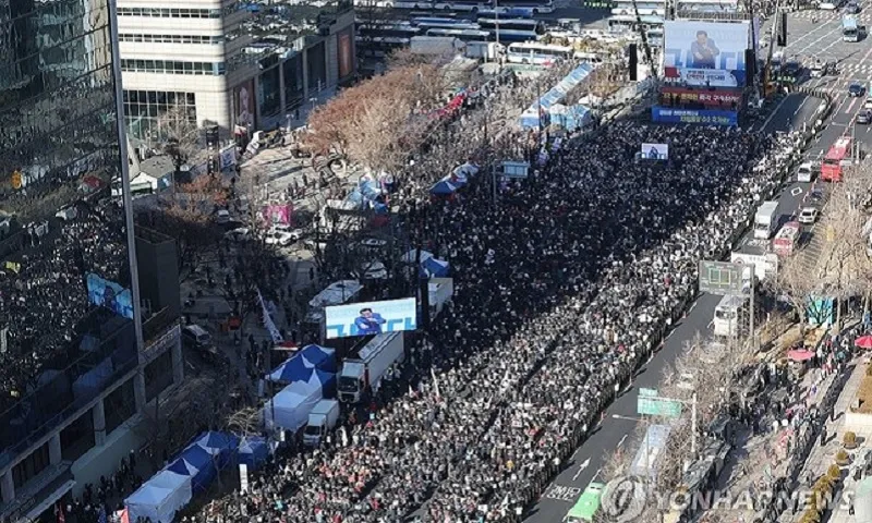 biểu tình Hàn Quốc - Ảnh Yonhap News