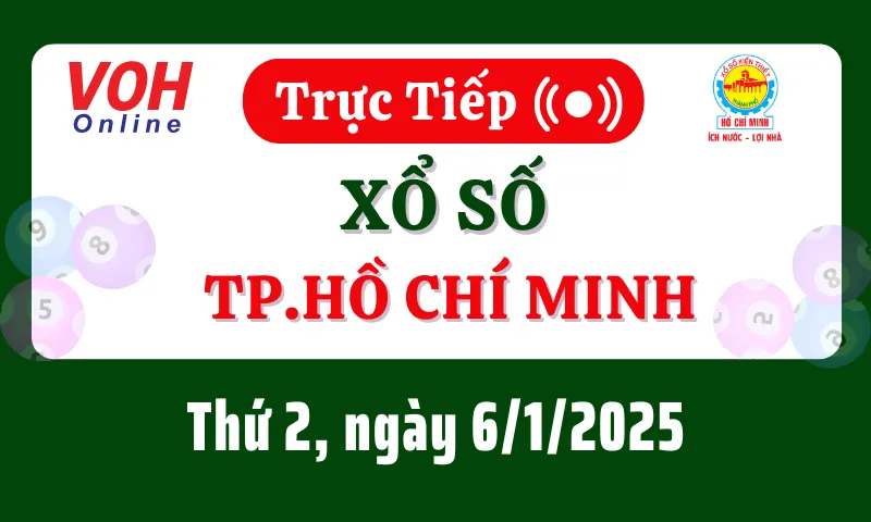 XSHCM 6/1 - Kết quả xổ số TP.HCM hôm nay thứ 2 ngày 6/1/2025