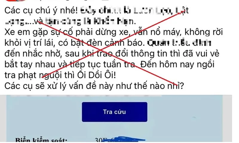 Bài viết đăng trên hội nhóm về ô tô bị xử phạt nguội, chưa đúng sự thật