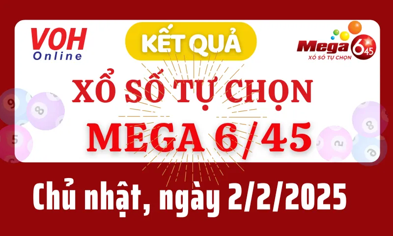 Vietlott MEGA 645 2/2 - Kết quả xổ số Vietlott hôm nay chủ nhật 2/2/2025