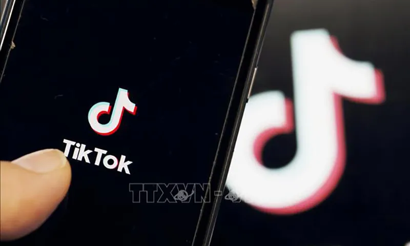 Biểu tượng mạng xã hội TikTok. Ảnh Kyodo