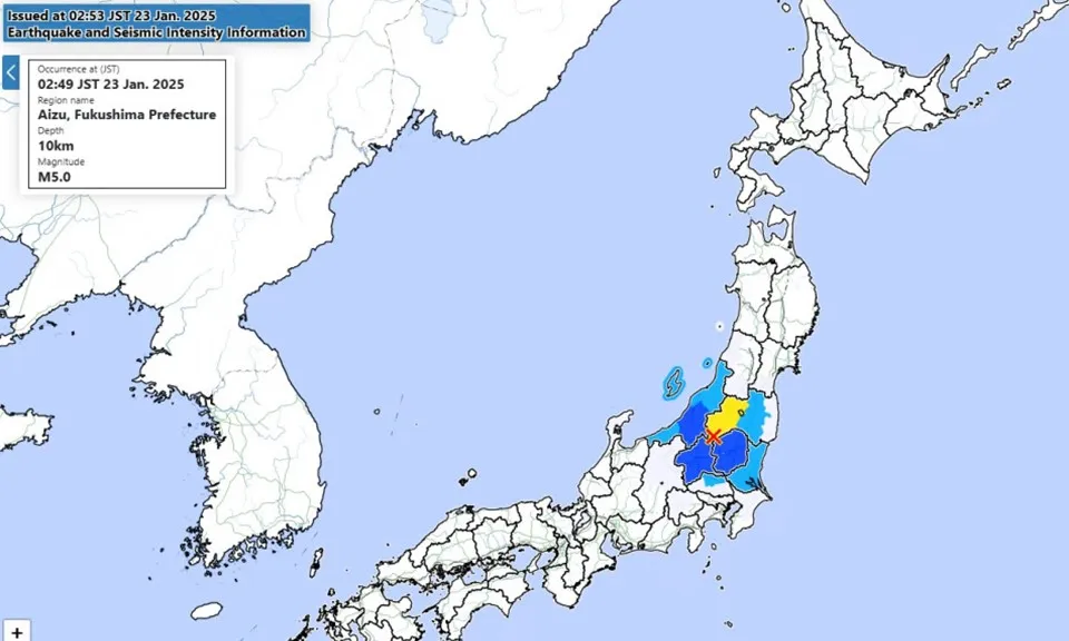 Động đất 5,2 độ richter tại Fukushima của Nhật Bản