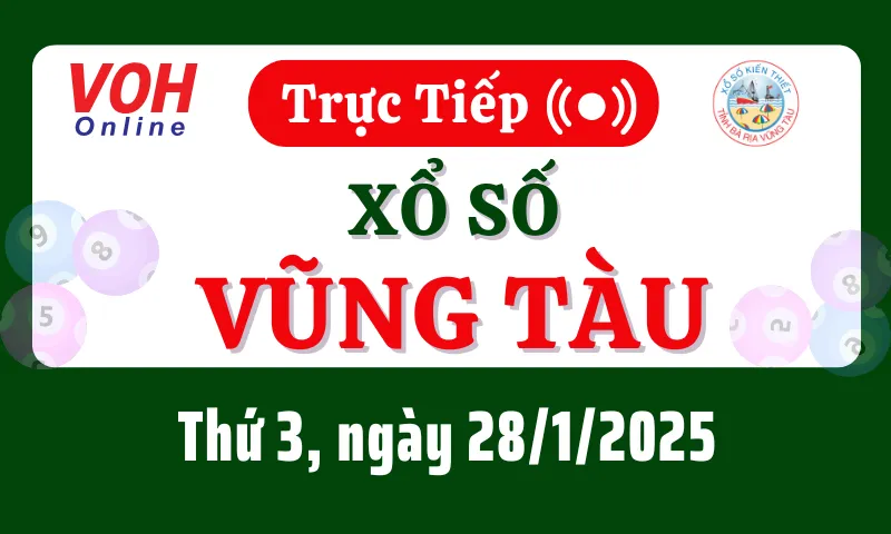 XSVT 28/1 - Kết quả xổ số Vũng Tàu hôm nay thứ 3 ngày 28/1/2025