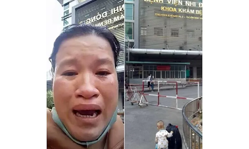 Công an thực nghiệm hiện trường vụ người phụ nữ ôm con khóc trước bệnh viện Nhi Đồng 2