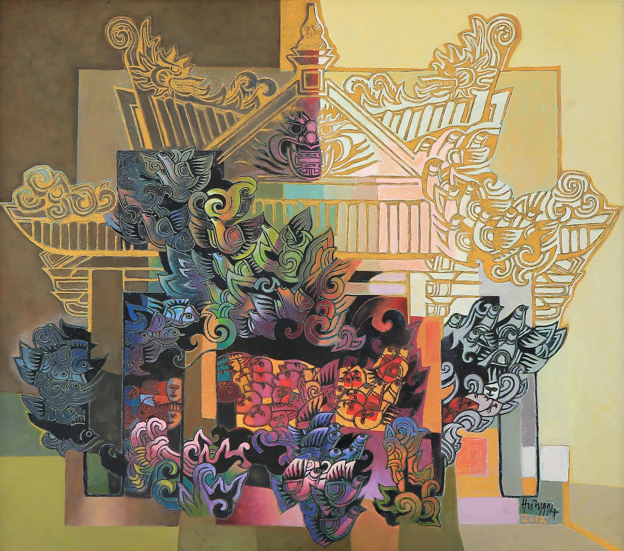 nghiem-xuan-hung-hoi-tha-chim-son-khac-90x90cm-1994-2013