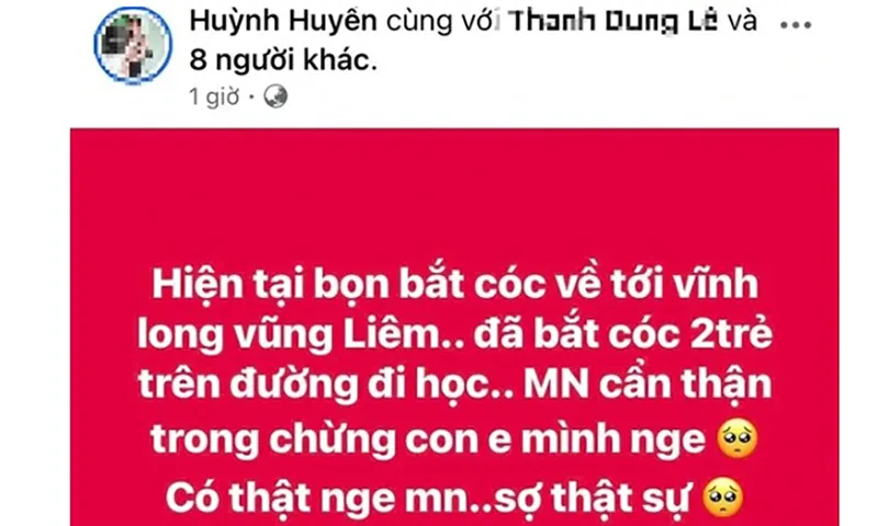 Thực hư thông tin 2 học sinh ở Vĩnh Long bị bắt cóc?