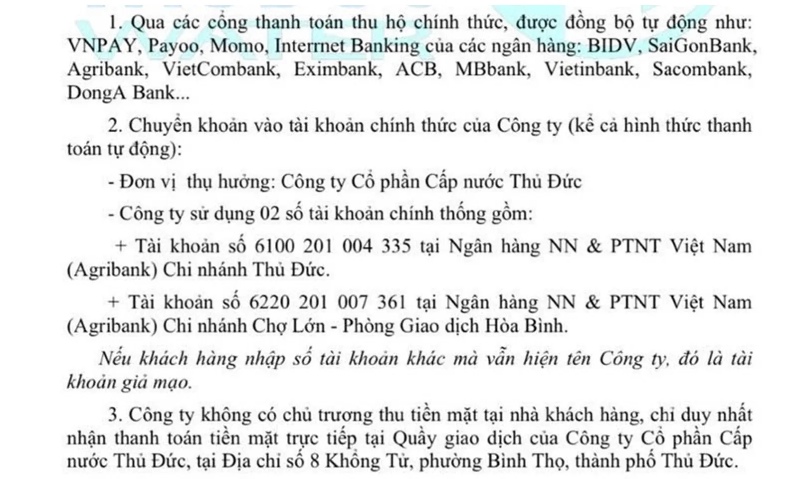 Cảnh báo tình trạng giả danh nhân viên cấp nước nhắc nợ khách hàng để lừa đảo