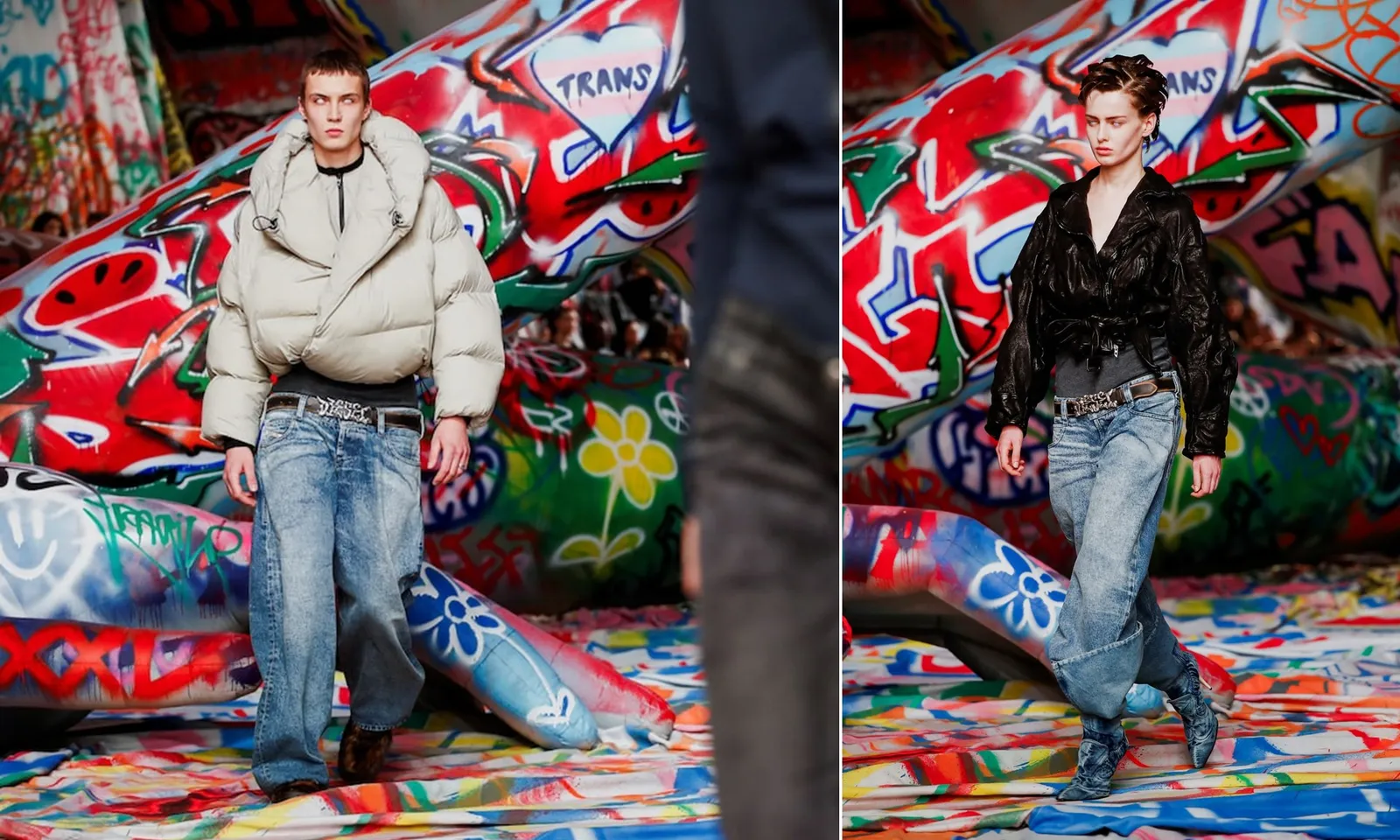 Trình làng quần jeans cạp ‘siêu thấp’ tại Tuần lễ thời trang Milan