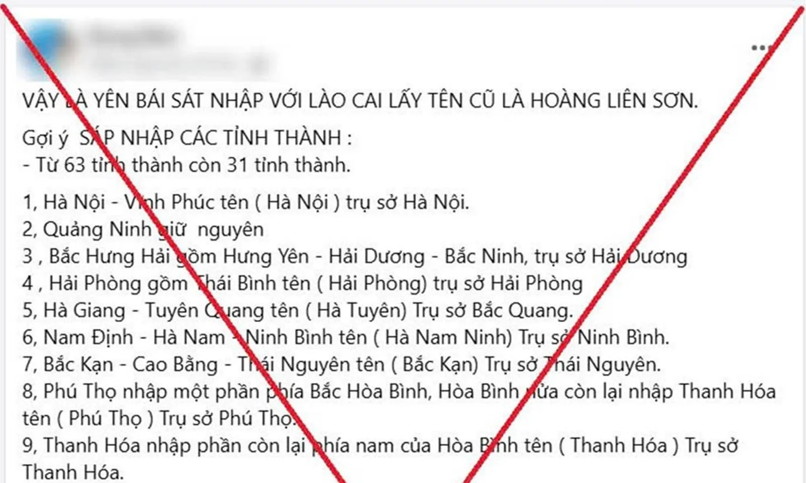 Bị xử phạt vì đăng tin “Yên Bái sáp nhập với Lào Cai lấy tên cũ là Hoàng Liên Sơn”