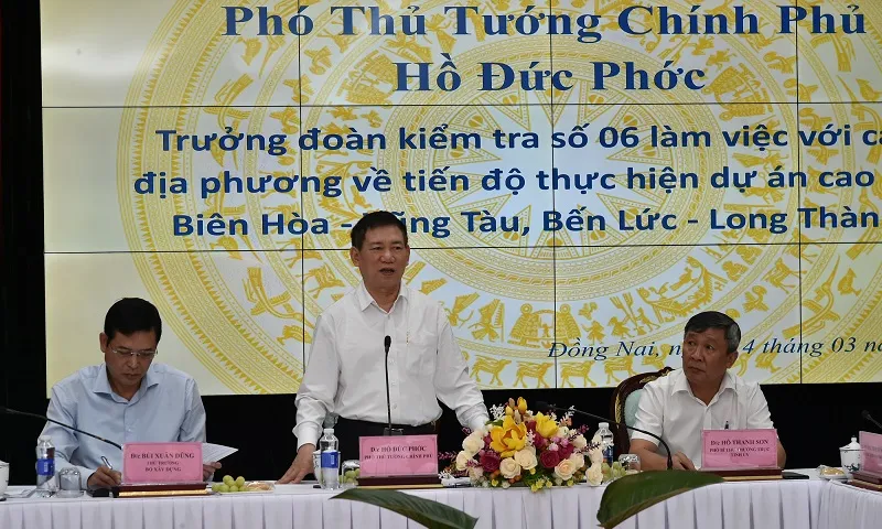 Phó Thủ tướng Hồ Đức Phớc kiểm tra tiến độ cao tốc Bến Lức - Long Thành và Biên Hòa - Vũng Tàu