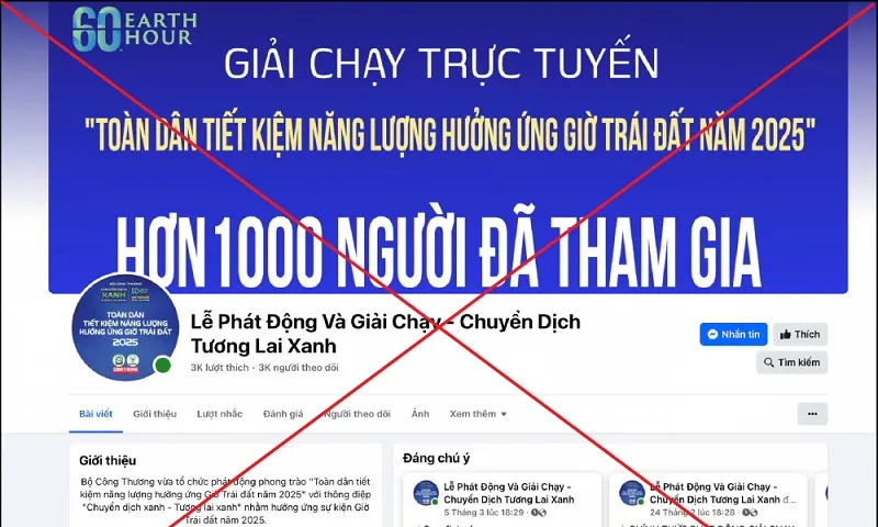 Cảnh báo fanpage giả mạo giải chạy hưởng ứng Giờ Trái Đất