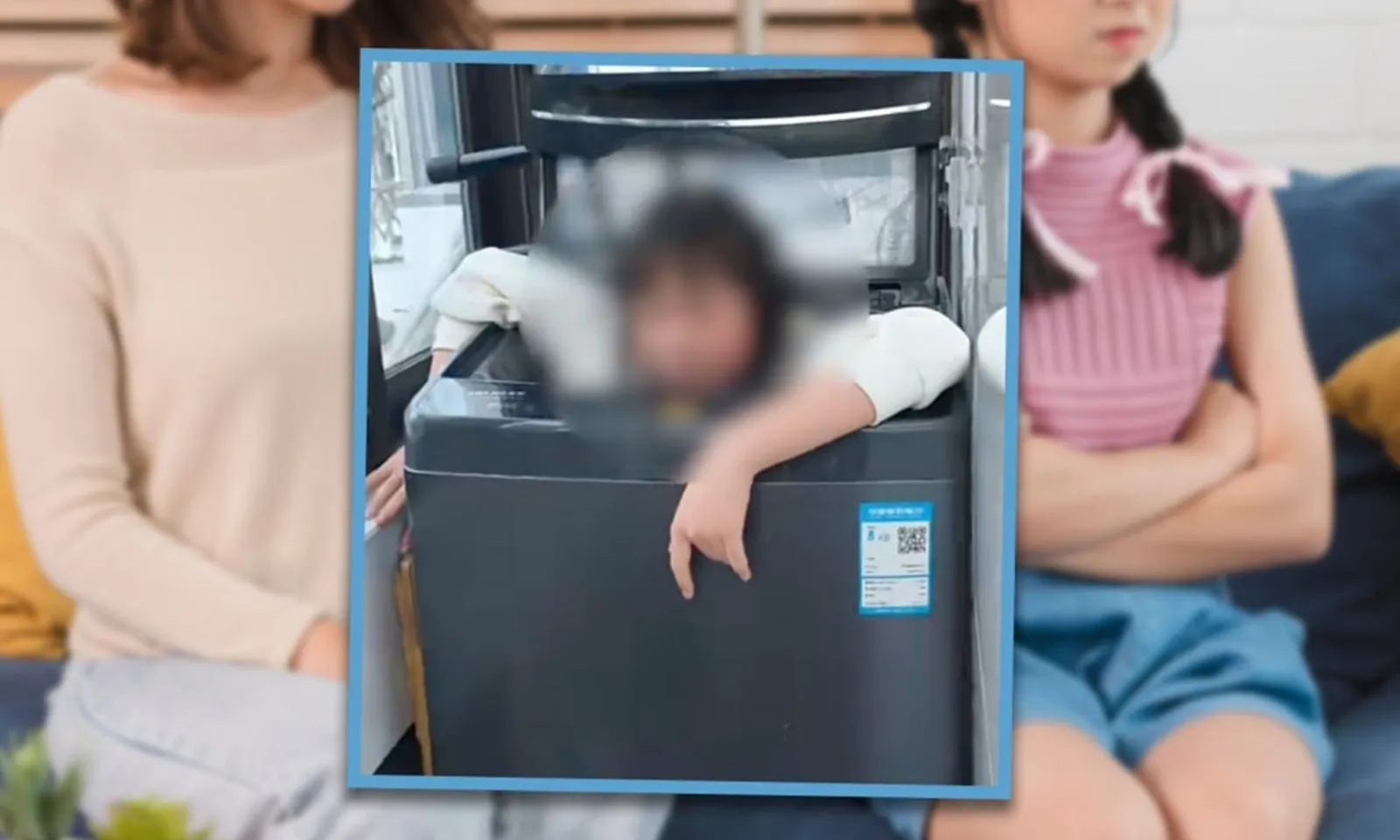 Bé gái bị kẹt trong máy giặt sau khi chui vào máy để ‘hạ hỏa’