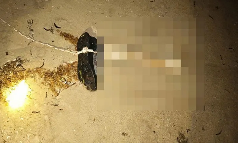 Đoạn xương chân người có mang giày được phát hiện trên bờ biển