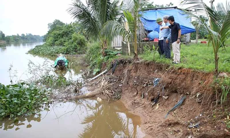 Sạt lở bờ sông ở xã Triệu Hòa, huyện Triệu Phong, tỉnh Quảng Trị - Ảnh: LĐO