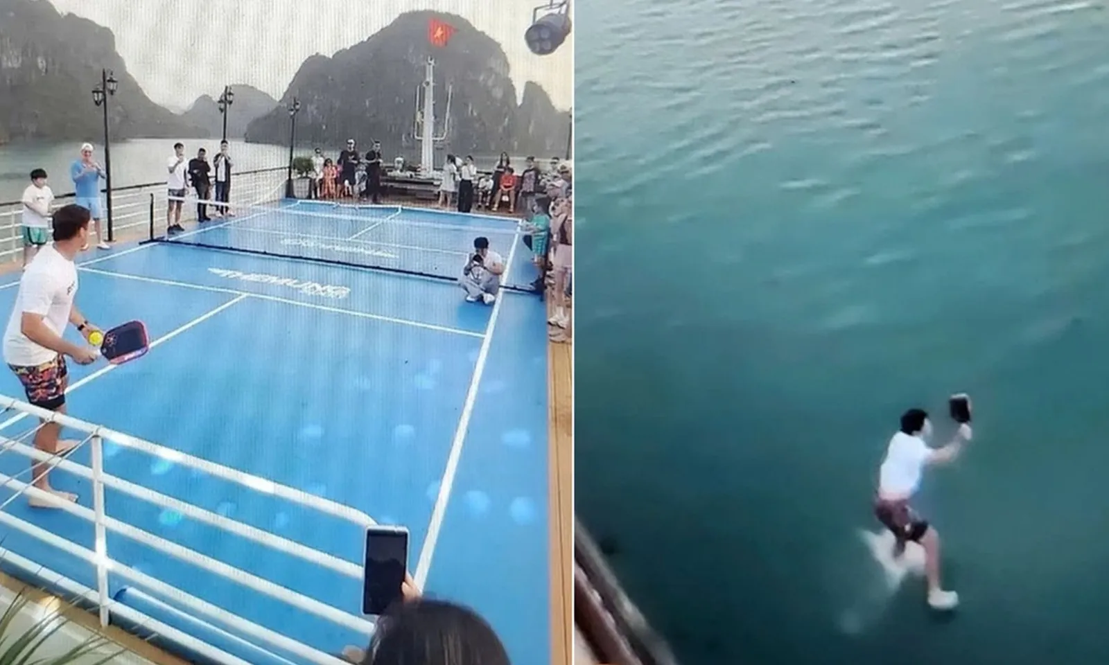 Chơi pickleball trên tàu du lịch, khách rơi xuống biển khi cứu bóng