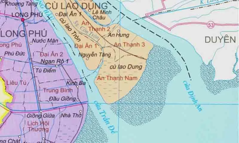 cửa sông Ba Thắc đã bị bồi lấp, chỉ còn hậu duệ là sông Cồn Tròn từ cù lao Dung đổ ra cửa Trần Đề để đổ ra Biển Đông - Ảnh tư liệu