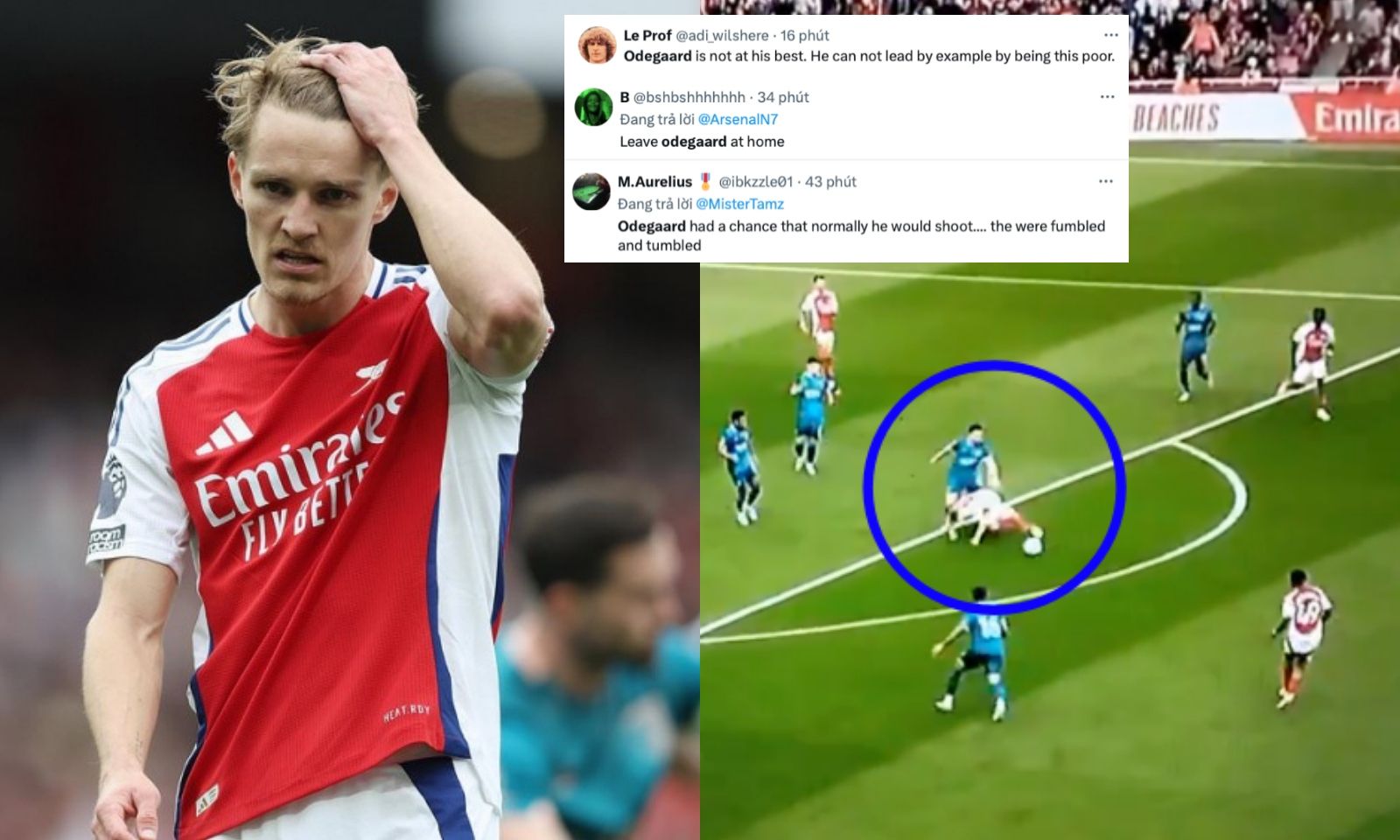 Odegaard bị fan Arsenal quay lưng vì pha xử lý khó hiểu