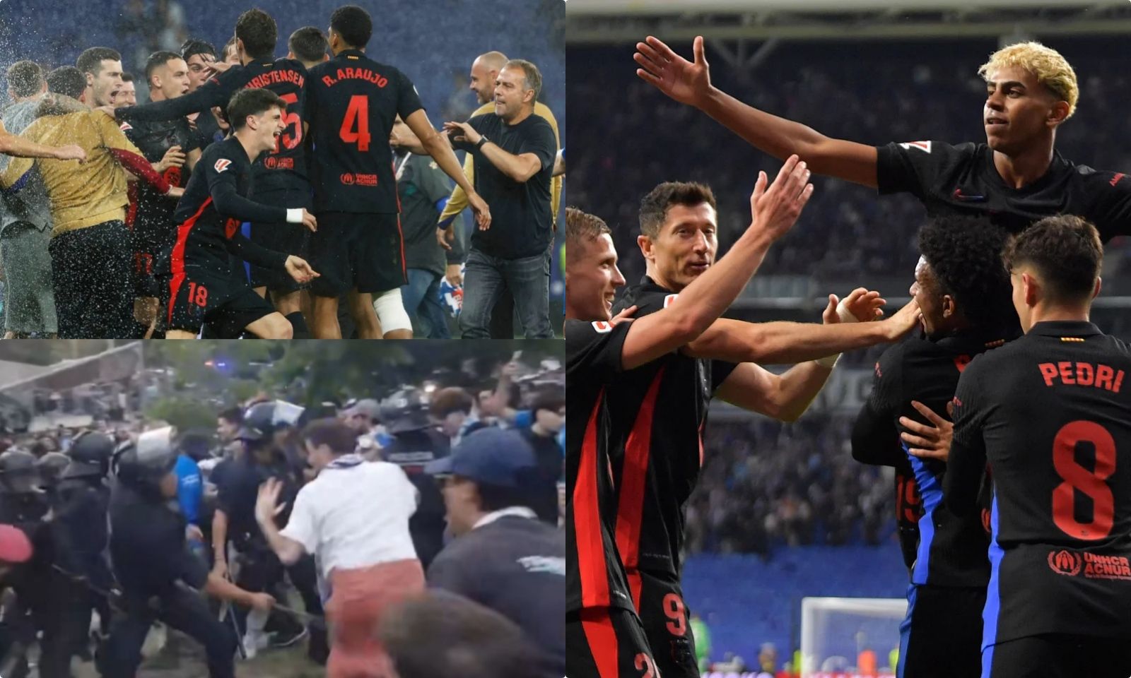 Máu đổ, hỗn loạn và thẻ đỏ, đối thủ phá Barca ăn mừng vô địch La Liga