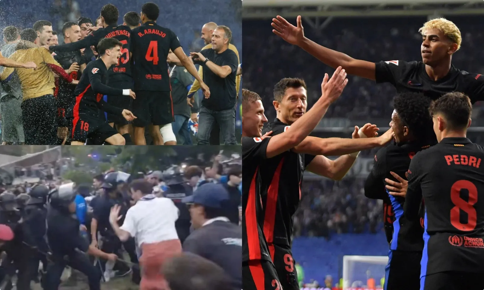 Máu đổ, hỗn loạn và thẻ đỏ, đối thủ phá Barca ăn mừng vô địch La Liga