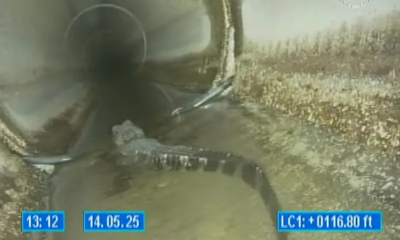 Cá sấu xuất hiện trong ống cống ở Florida