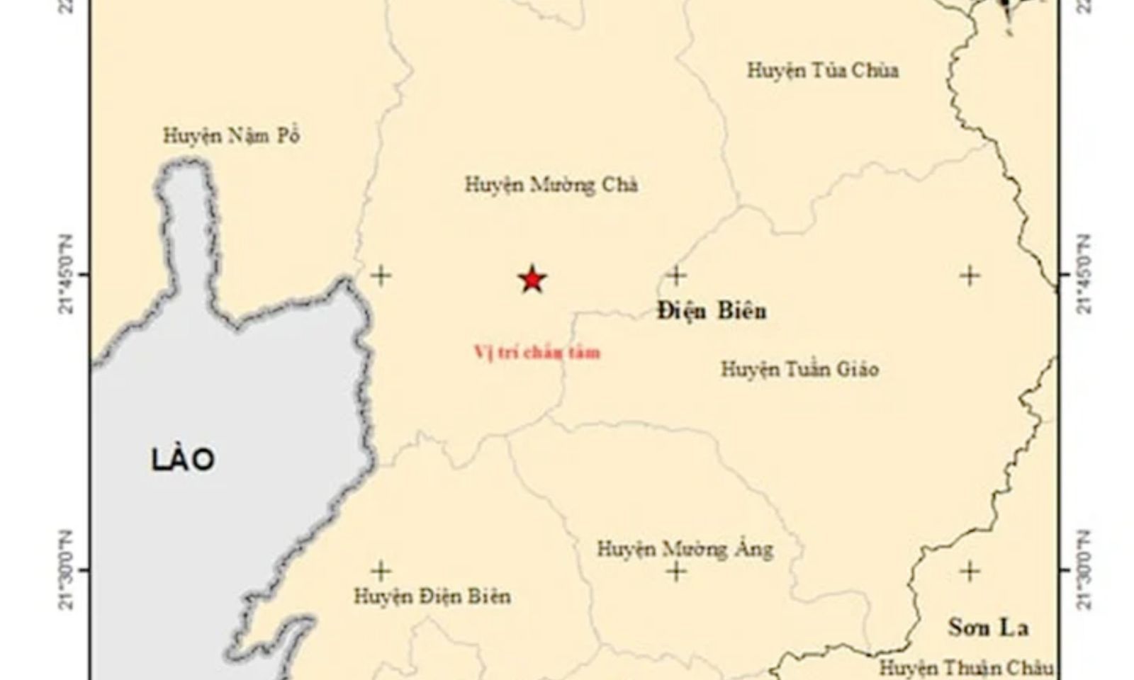 Điện Biên rung lắc vì động đất 5 độ Richter