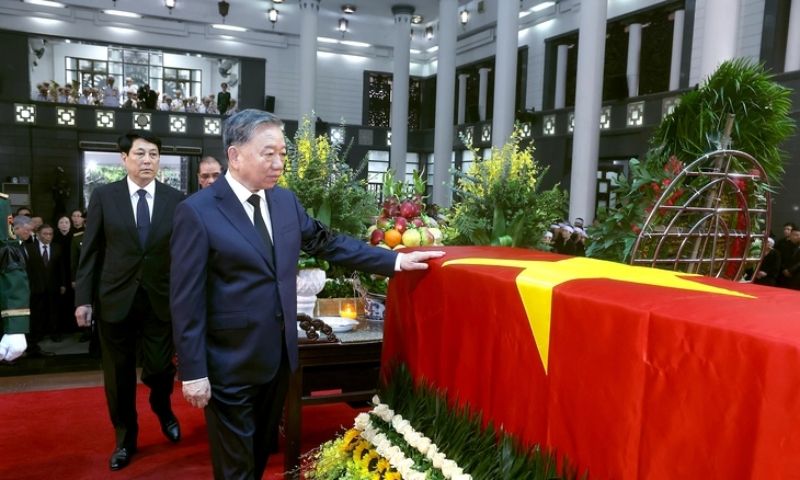 Trang nghiêm lễ viếng nguyên Chủ tịch nước Trần Đức Lương tại Nhà tang lễ Quốc gia
