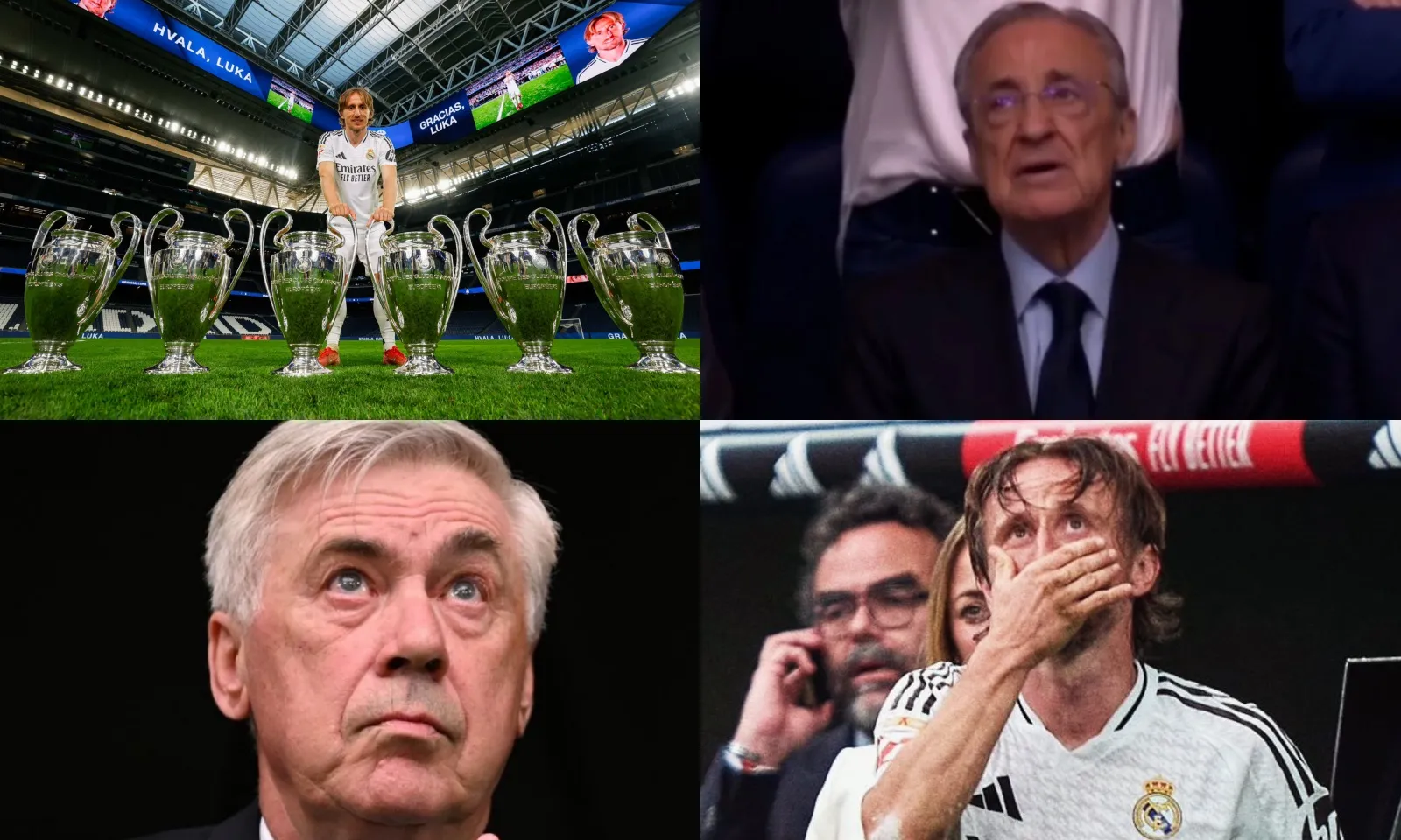 Perez khóc nấc nhìn Modric và Ancelotti rời Real Madrid 
