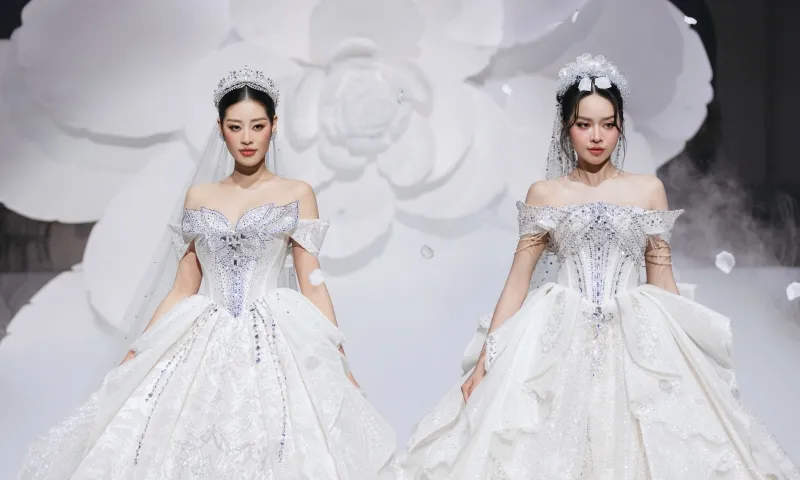 Hoa hậu, á hậu khoe sắc với váy cưới tại Omni Bridal Show 2025