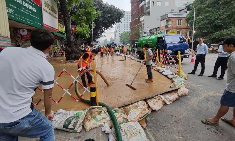 Hiện tượng bùn trào khi thi công metro Nhổn - ga Hà Nội đã được xử lý