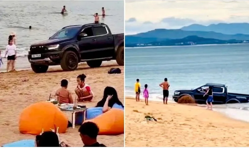 Xe bán tải ngang nhiên chạy trên bãi biển đông người: Cơ quan chức năng vào cuộc