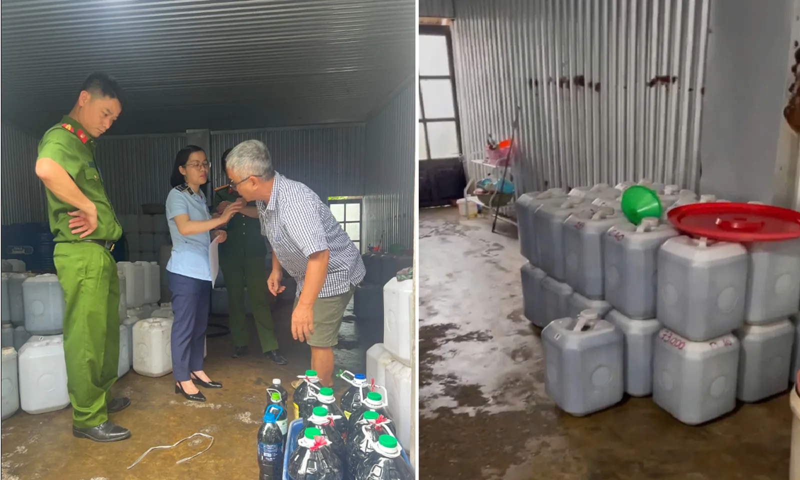 Phát hiện hơn 2.600 lít nước mắm không rõ nguồn gốc tại Long Biên