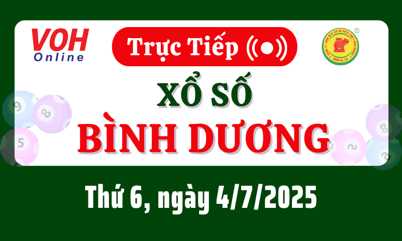 XSBD 4/7 - Kết quả xổ số Bình Dương hôm nay thứ 6 ngày 4/7/2025