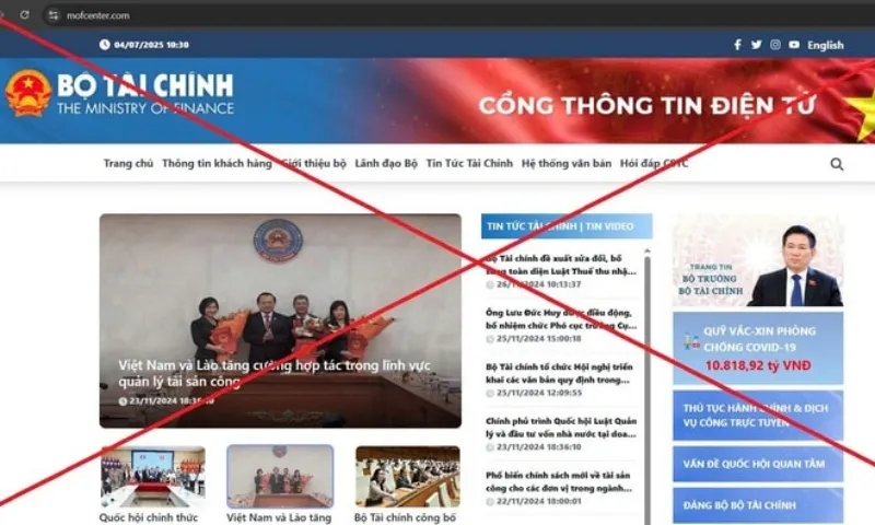 Giả mạo website Bộ Tài chính để lừa đảo