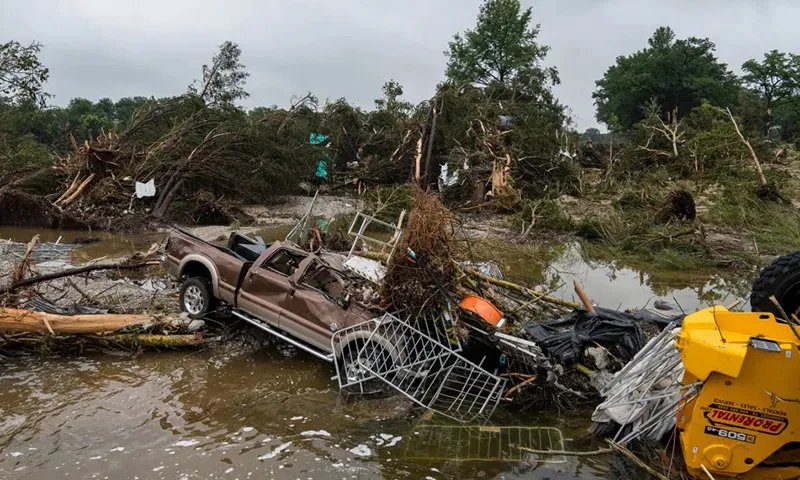 Khu vực ven sông Guadapule tại hạt Kerr hôm 5-7 trở nên hoang tàn do trận lũ quét ở Texas. ẢnhNPR